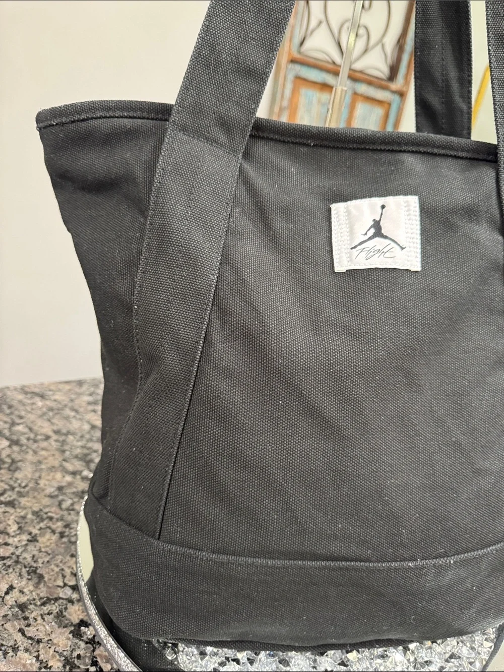 Nike air Jordan Black heavy duty Canvas Duffel Tote Bag EUC